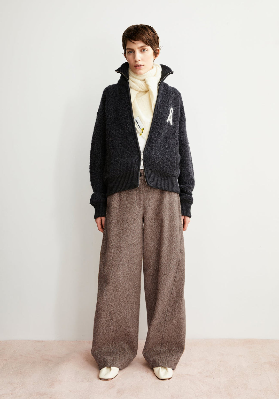 ICONIC Å GWENAA BOUCLÉ - steel melange-oatmilk