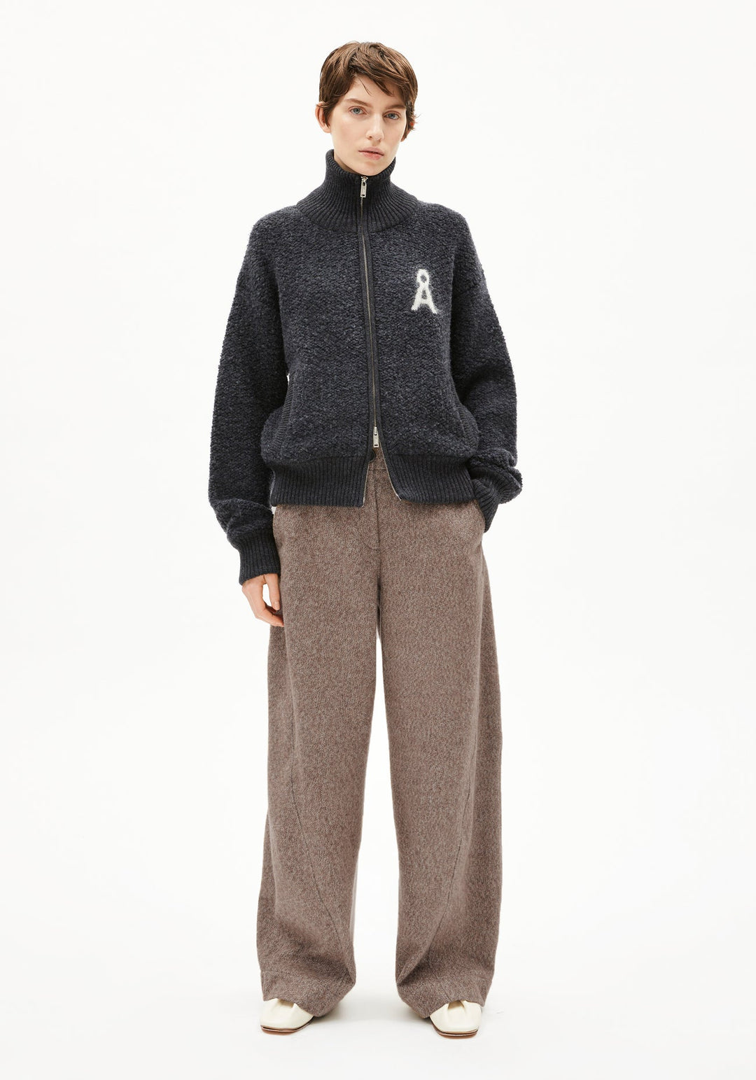 ICONIC Å GWENAA BOUCLÉ - steel melange-oatmilk