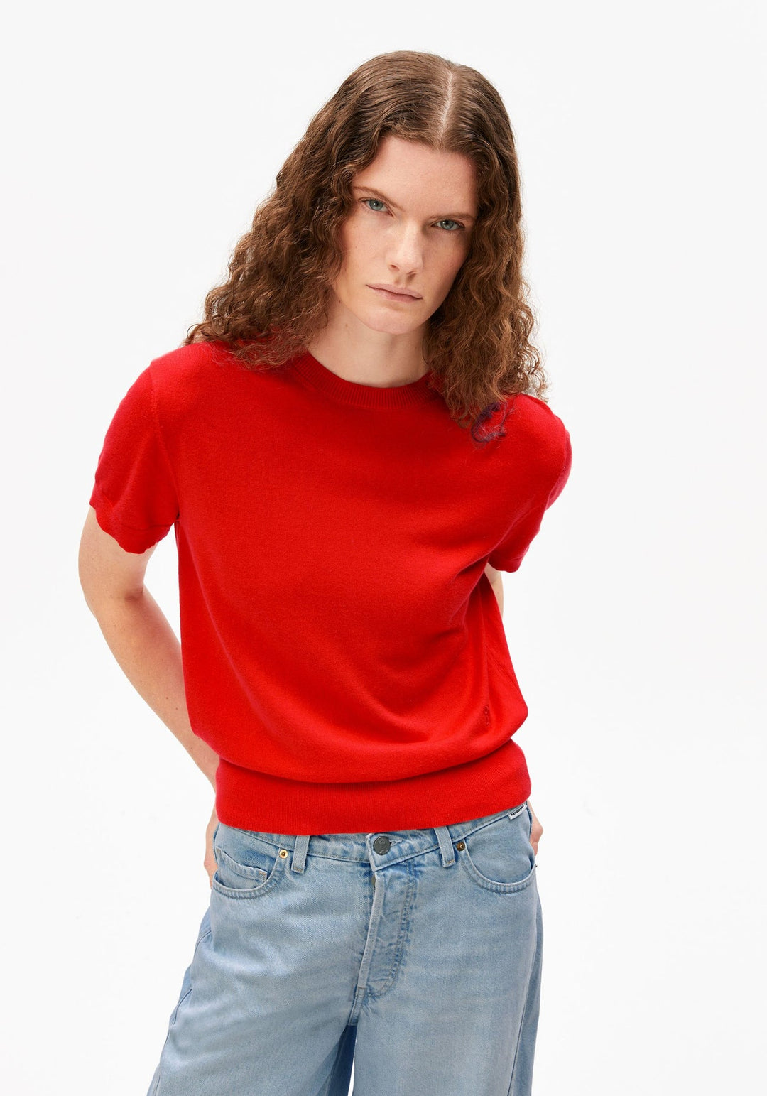 FINE S SL KNIT SWEATER - mars red