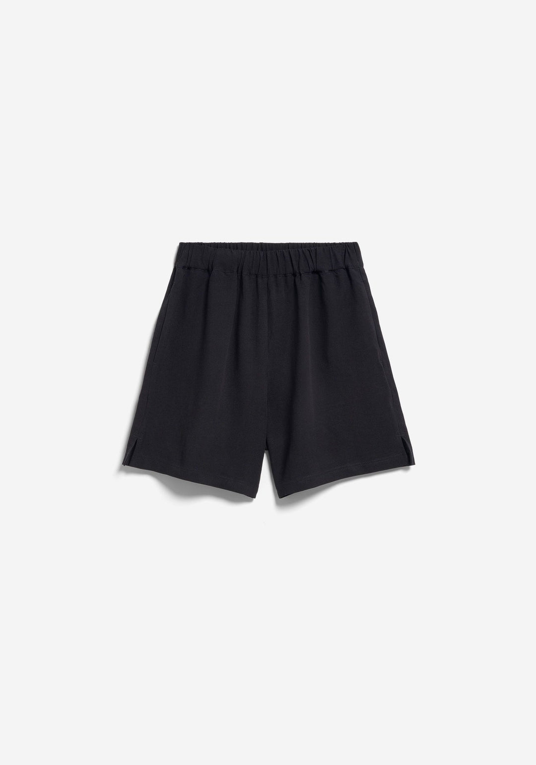LINEN BLEND PULL ON SHORT - black