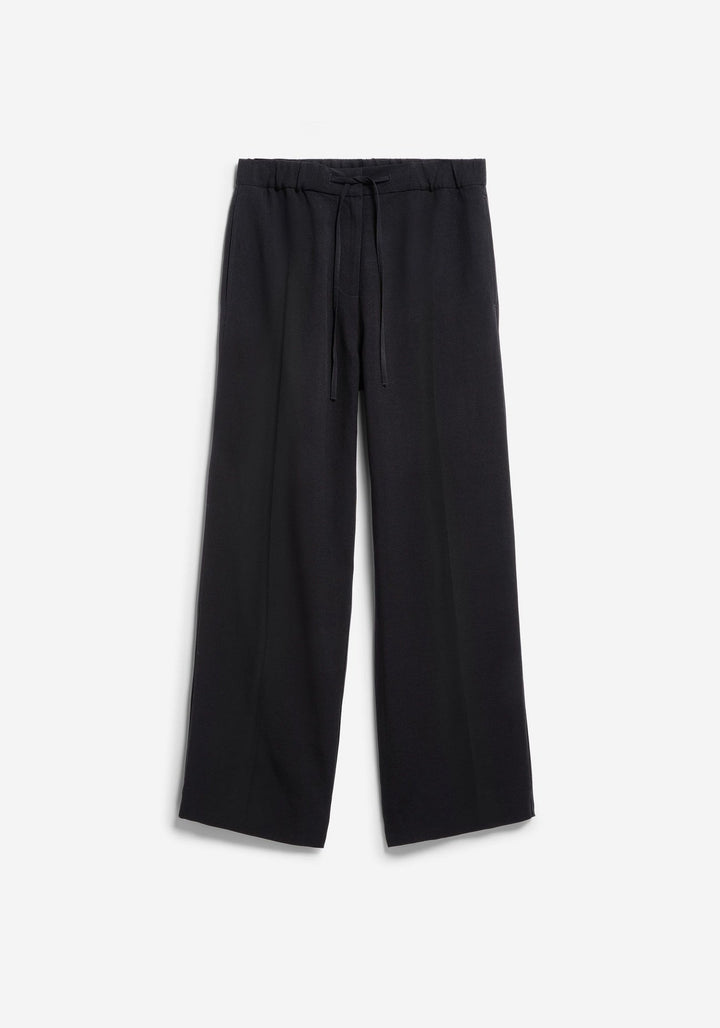 LINEN BLEND STRAIGHT LEG PANT - black