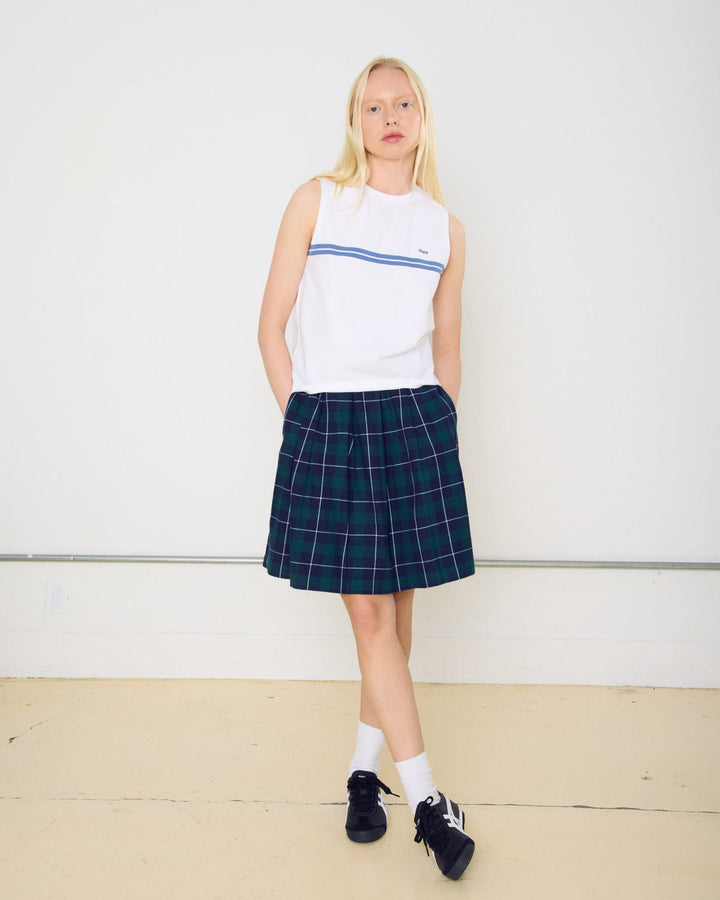 SHELLY PLAID PLEATED SKIRT GREEN