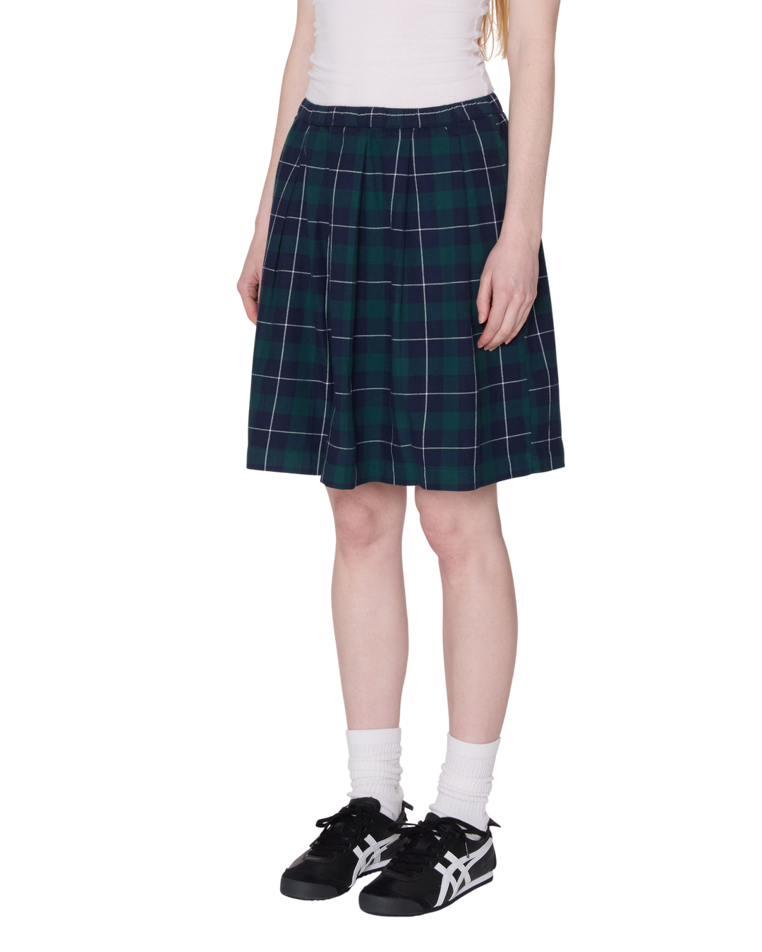SHELLY PLAID PLEATED SKIRT GREEN
