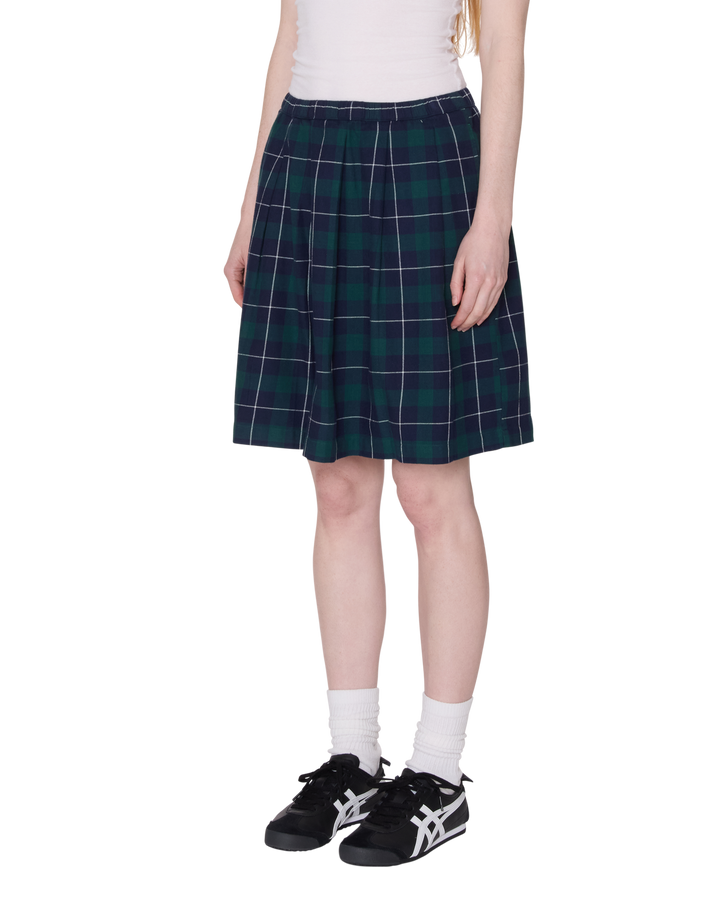 SHELLY PLAID PLEATED SKIRT GREEN