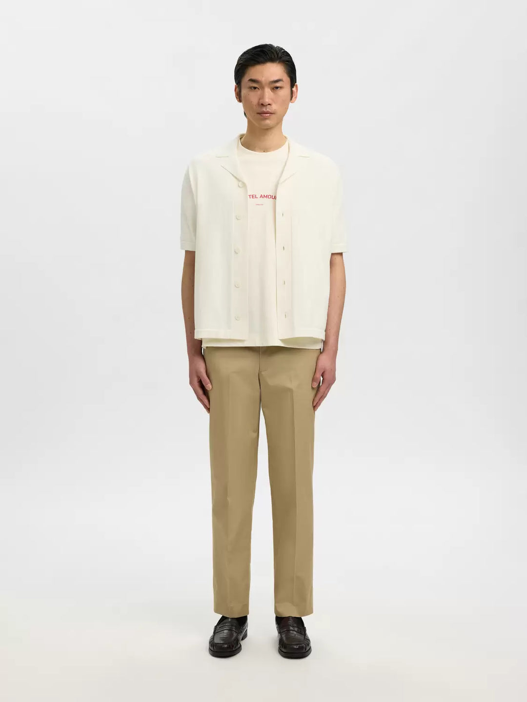 SLHAMOUR INTARSIA RELAXED POLO CARDIGAN