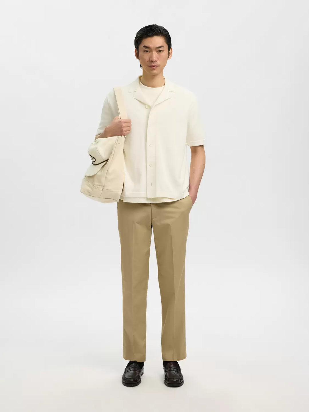 SLHAMOUR INTARSIA RELAXED POLO CARDIGAN