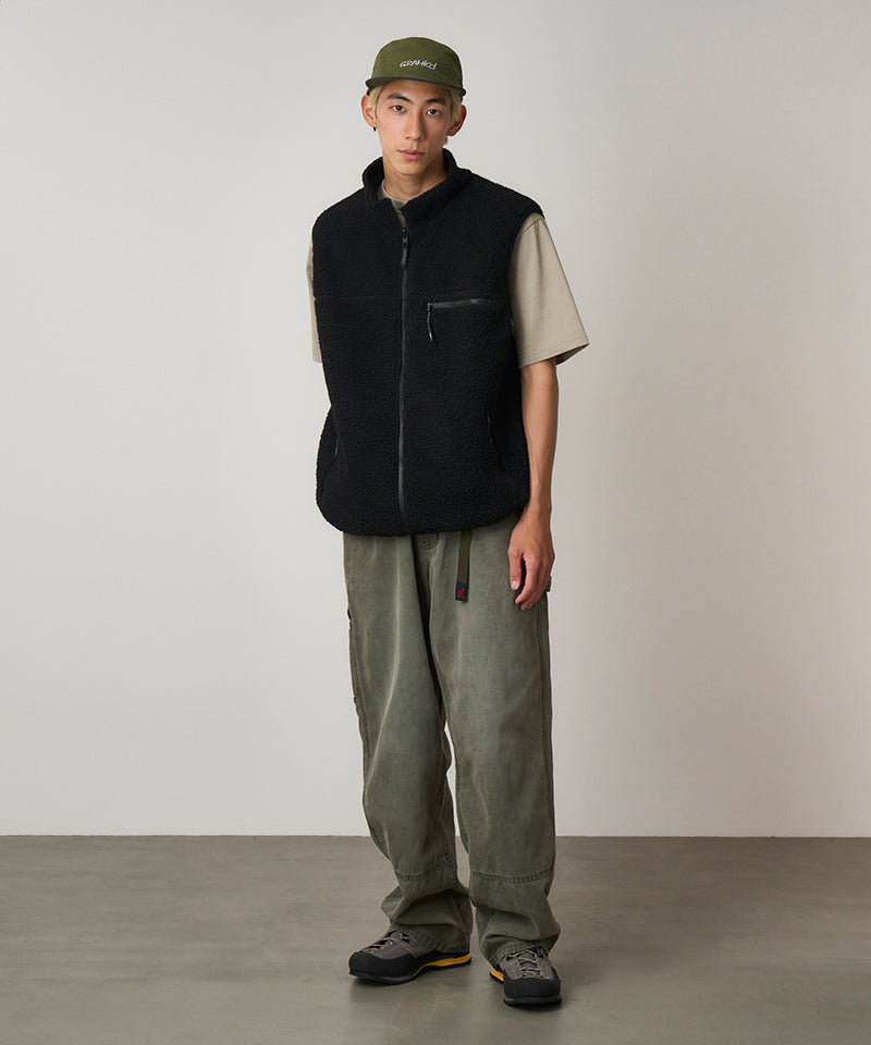 REVERSIBLE SHERPA VEST - CHARCOAL BLACK
