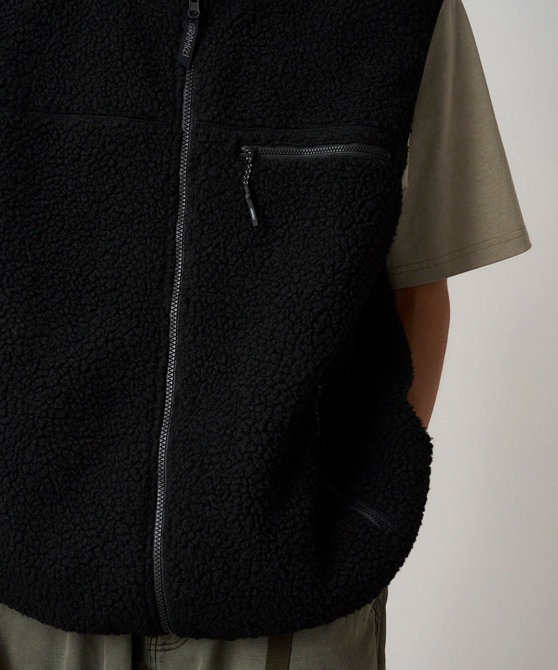 REVERSIBLE SHERPA VEST - CHARCOAL BLACK