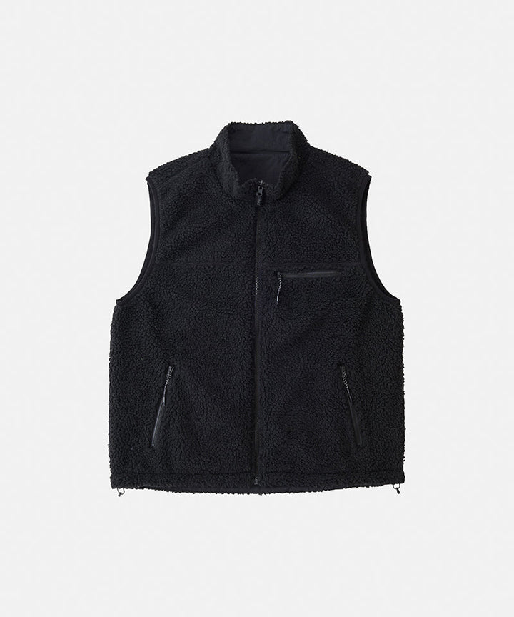 REVERSIBLE SHERPA VEST - CHARCOAL BLACK