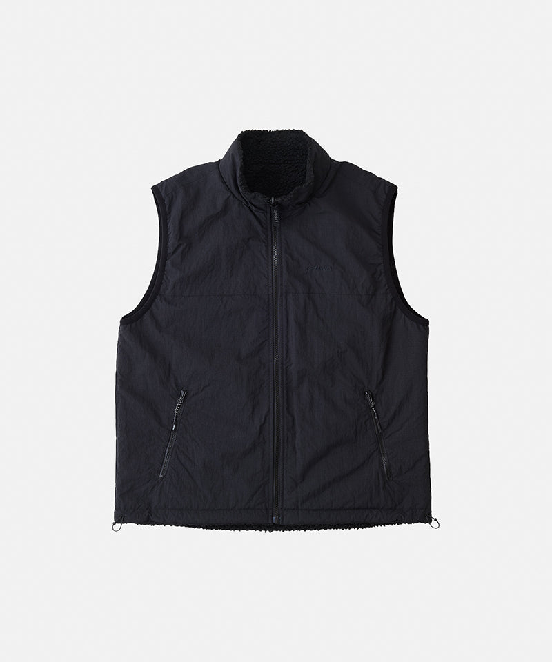 REVERSIBLE SHERPA VEST - CHARCOAL BLACK
