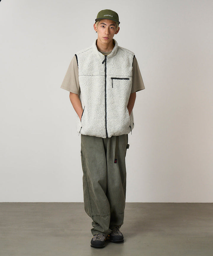 REVERSIBLE SHERPA VEST - NATURAL CHARTEUSE