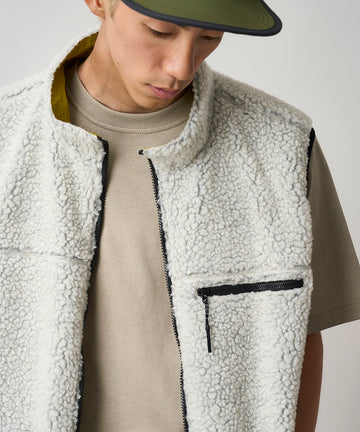 REVERSIBLE SHERPA VEST - NATURAL CHARTEUSE