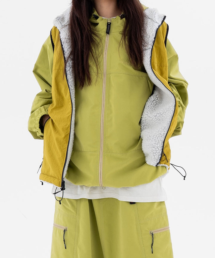 REVERSIBLE SHERPA VEST - NATURAL CHARTEUSE