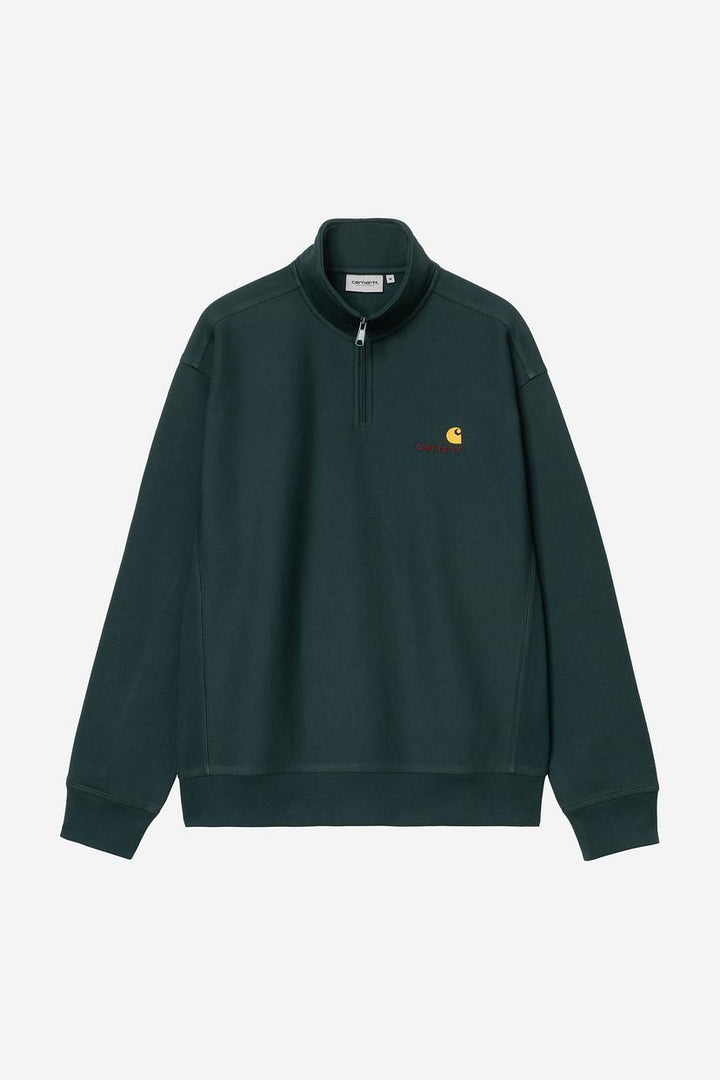 Half Zip American Script Sweat - Deep Lagoon