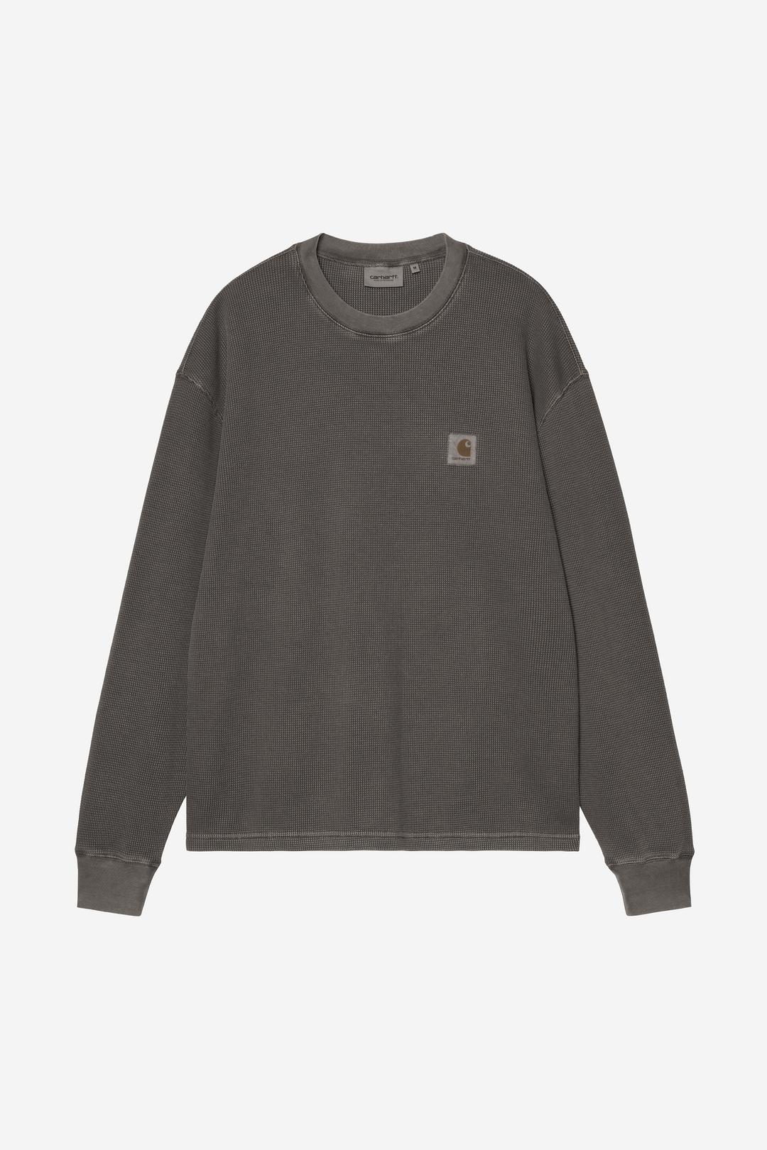 L/S Vista Waffle T-Shirt Black garment dyed