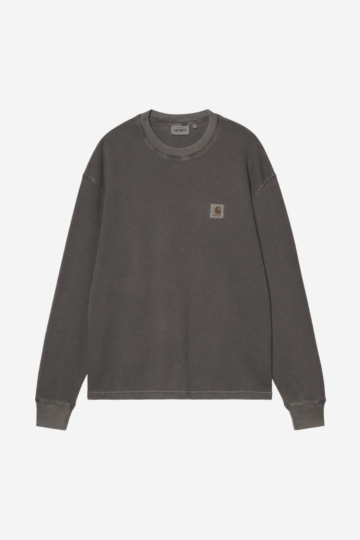 L/S Vista Waffle T-Shirt Black garment dyed