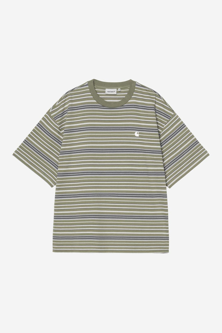 S/S Zane T-Shirt Zane Stripe, Dollar Green