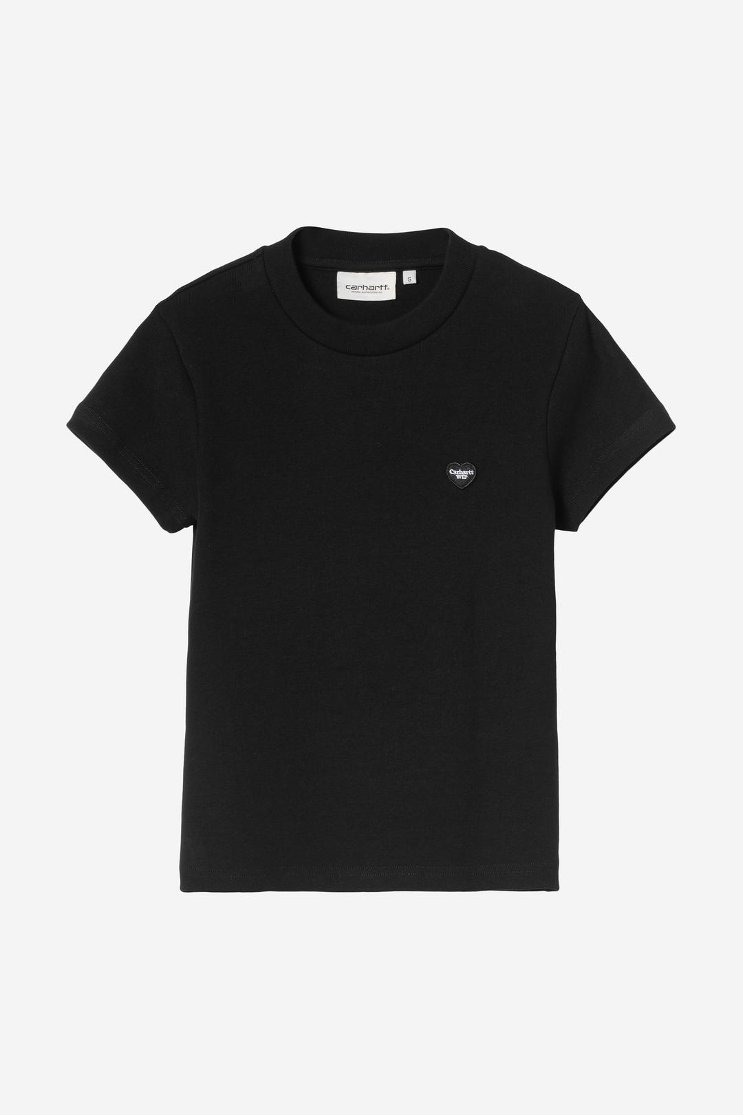 W' S/S Pocket Small Heart T-Sh irt Black / Black