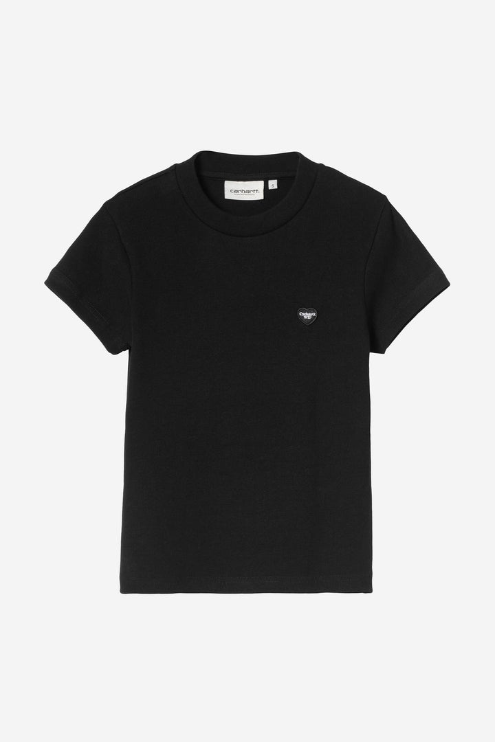 W' S/S Pocket Small Heart T-Sh irt Black / Black
