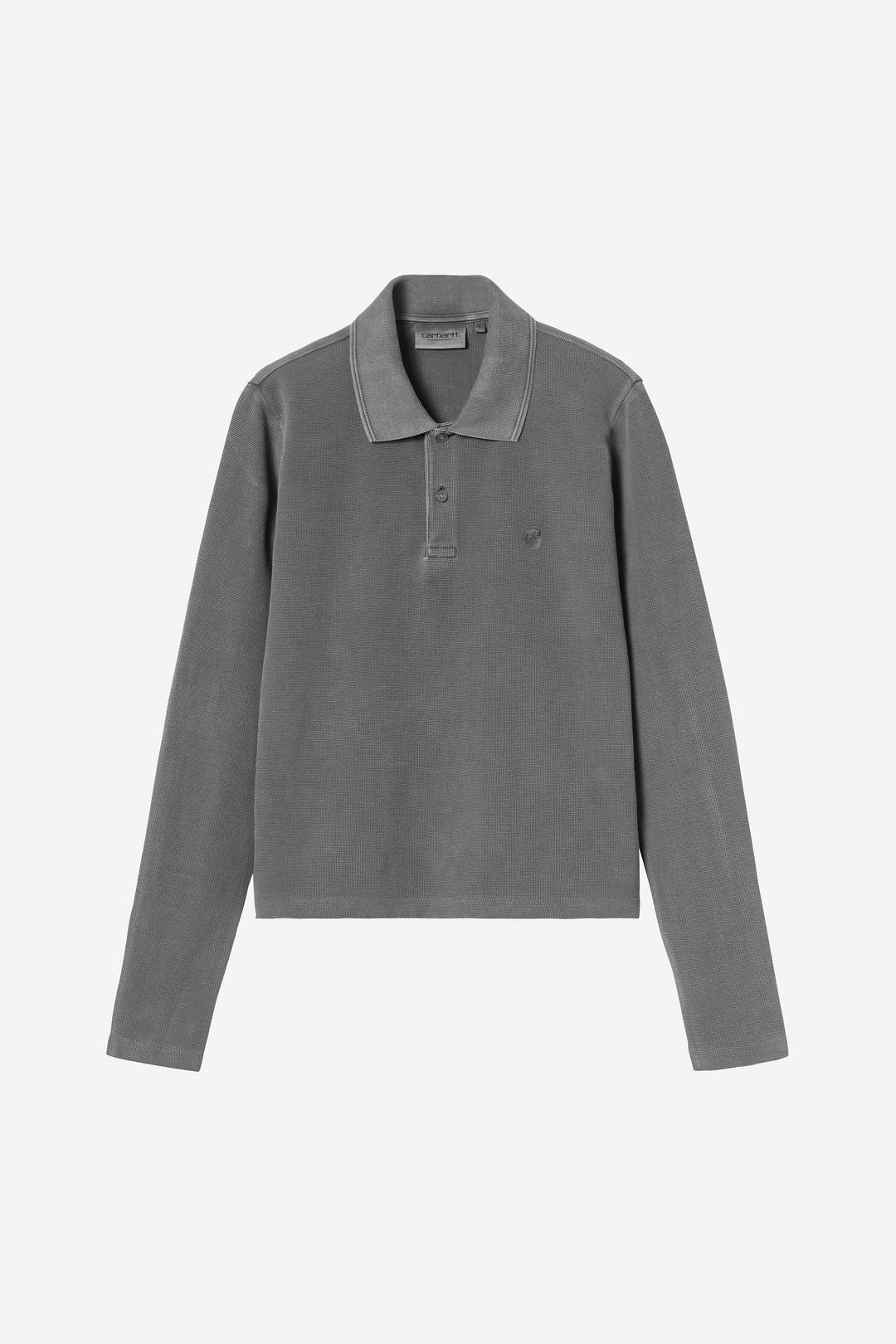 W' L/S Dora Polo Black garment dyed