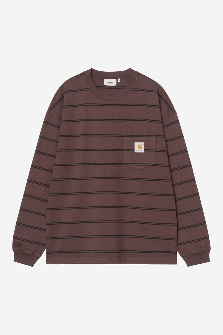 L/S Cardona Pocket T-Shirt Cardona Stripe, Natural