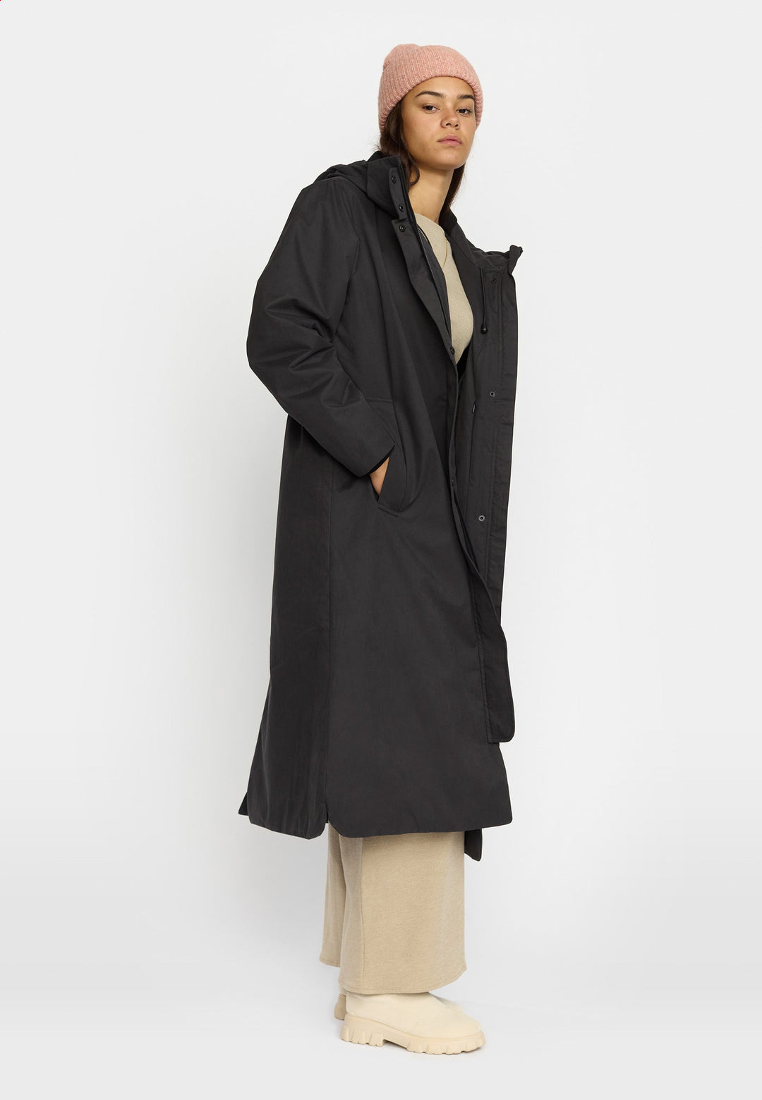 Long Hooded Parka - black