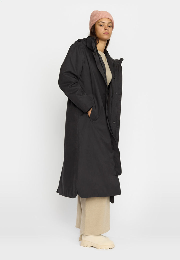 Long Hooded Parka - black