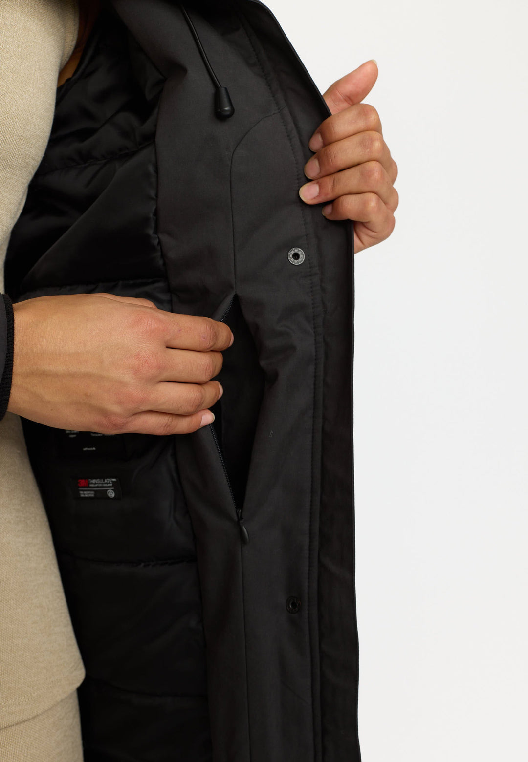 Long Hooded Parka - black