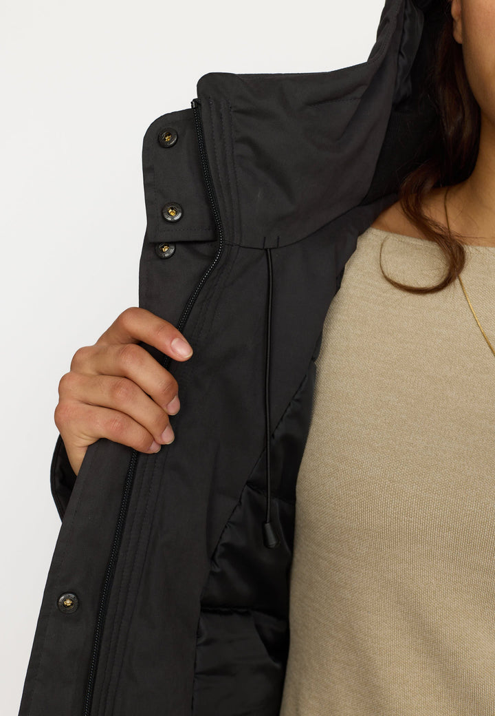 Long Hooded Parka - black