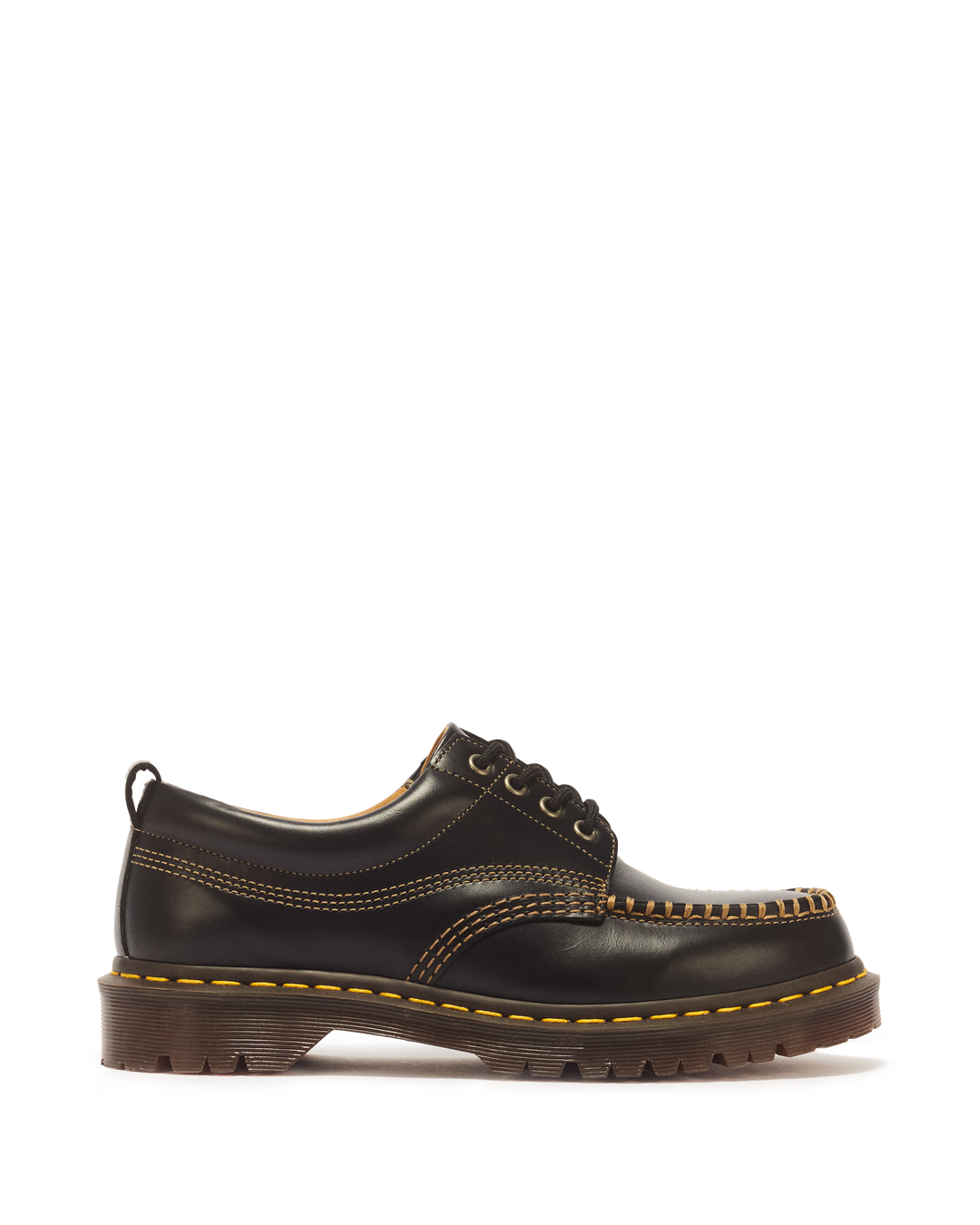 LOWELL BLACK LEATHER MOC TOE