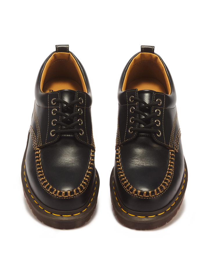 LOWELL BLACK LEATHER MOC TOE