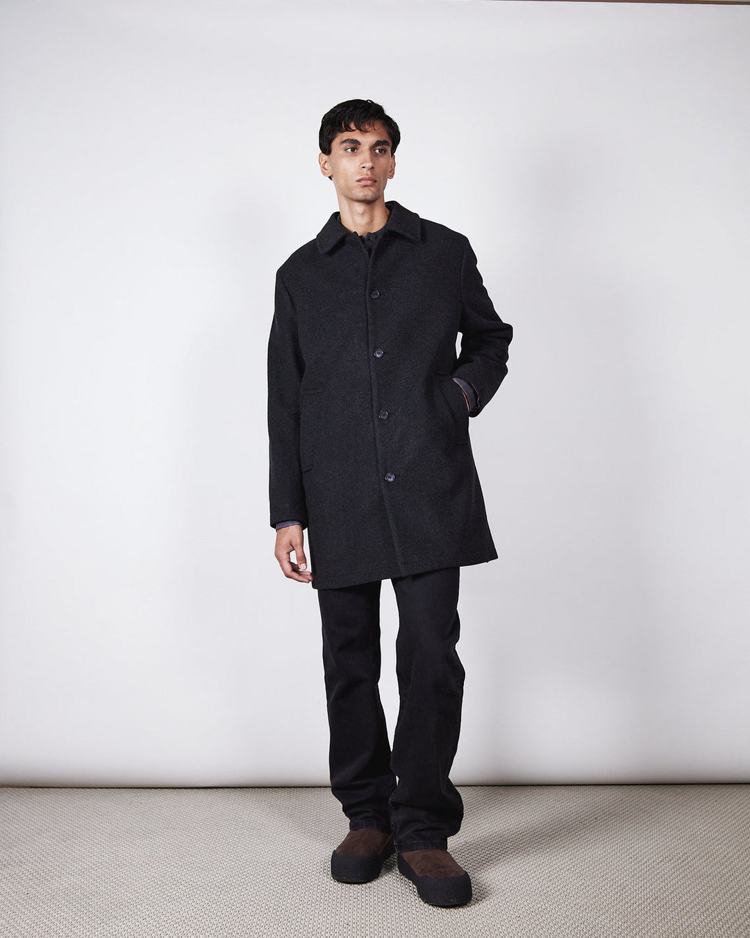 T-Coat Wool - Black Melange