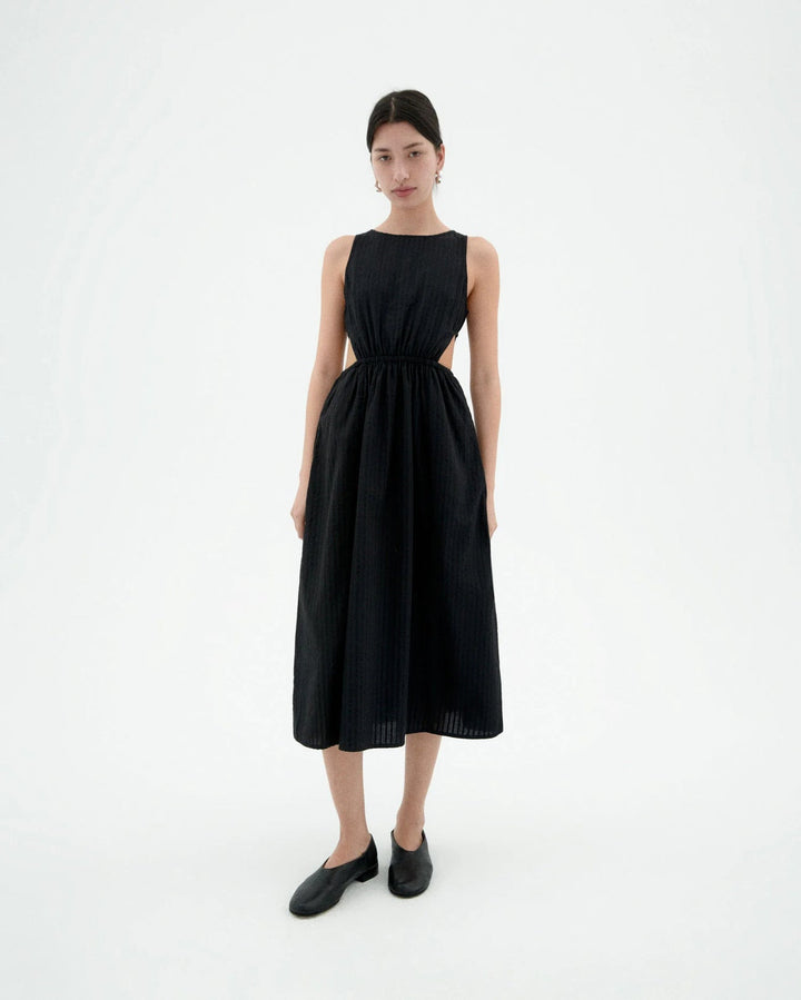 BLACK SEERSUCKER KIN DRESS