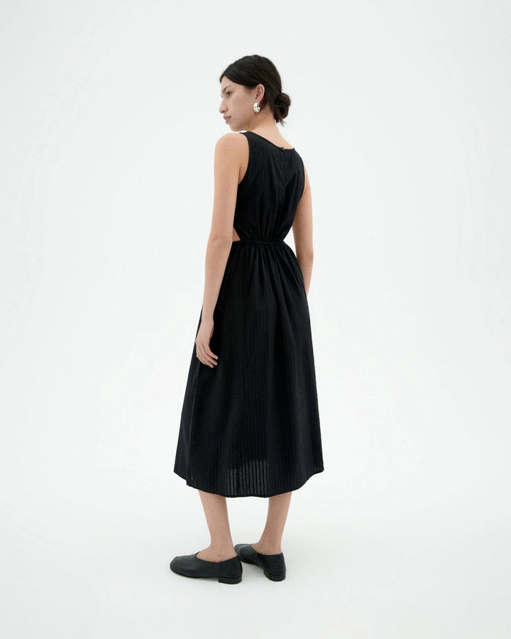 BLACK SEERSUCKER KIN DRESS