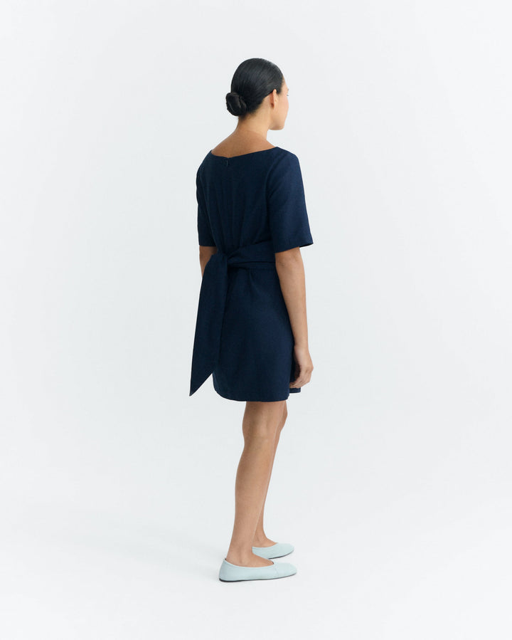 HEMP KIERAN DRESS - NAVY