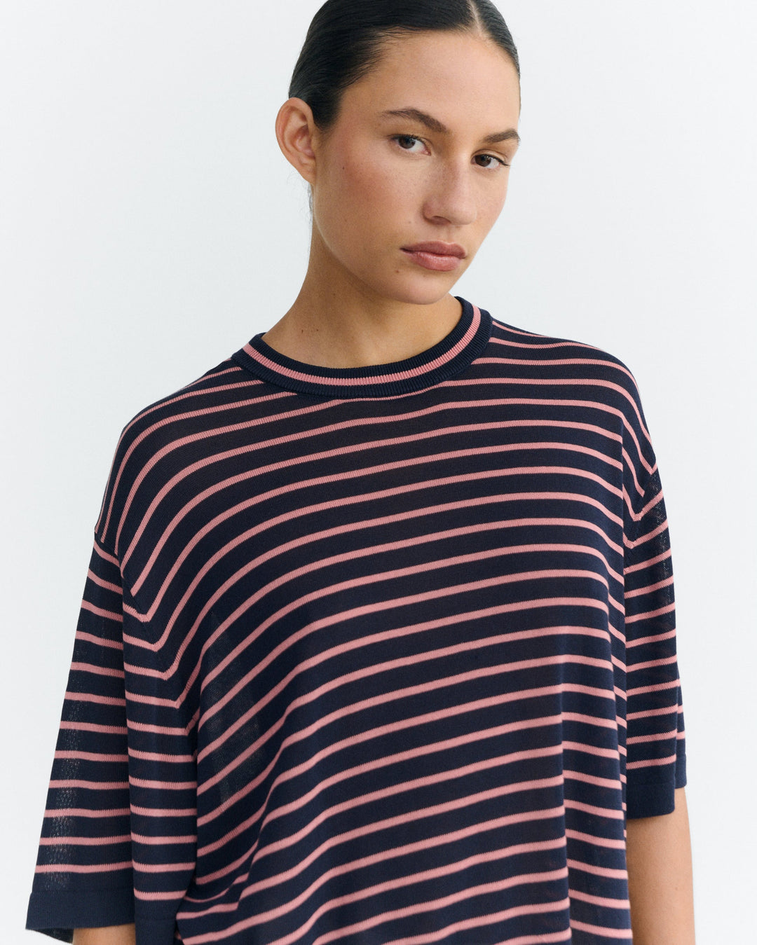 ZENNA KNITTED T - NAVY STRIPE