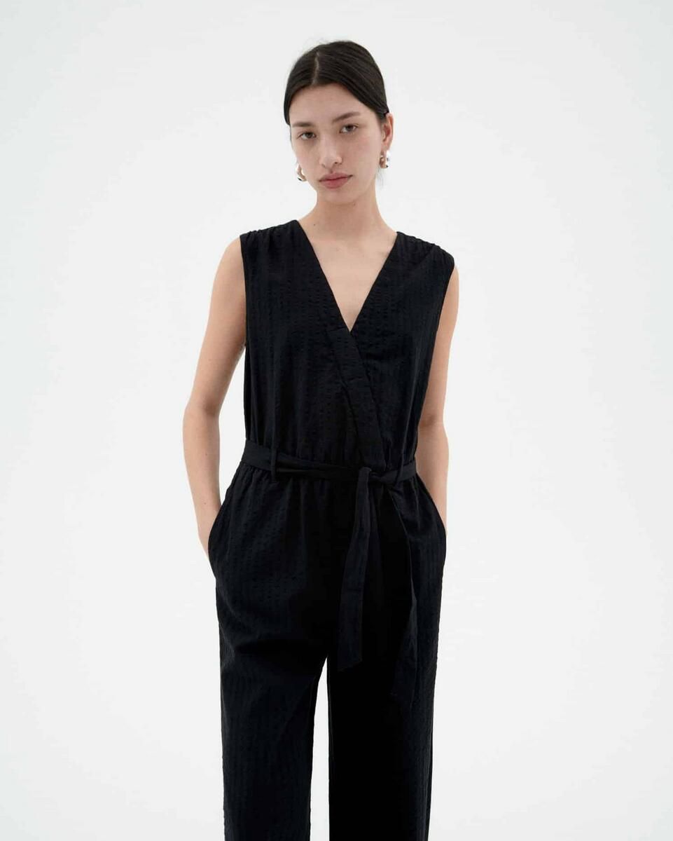 BLACK SEERSUCKER WINONA JUMPSUIT
