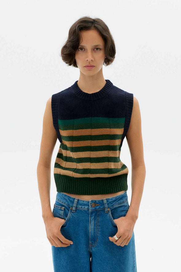 MULTICOLOR GREEN SHERRY KNITTED VEST