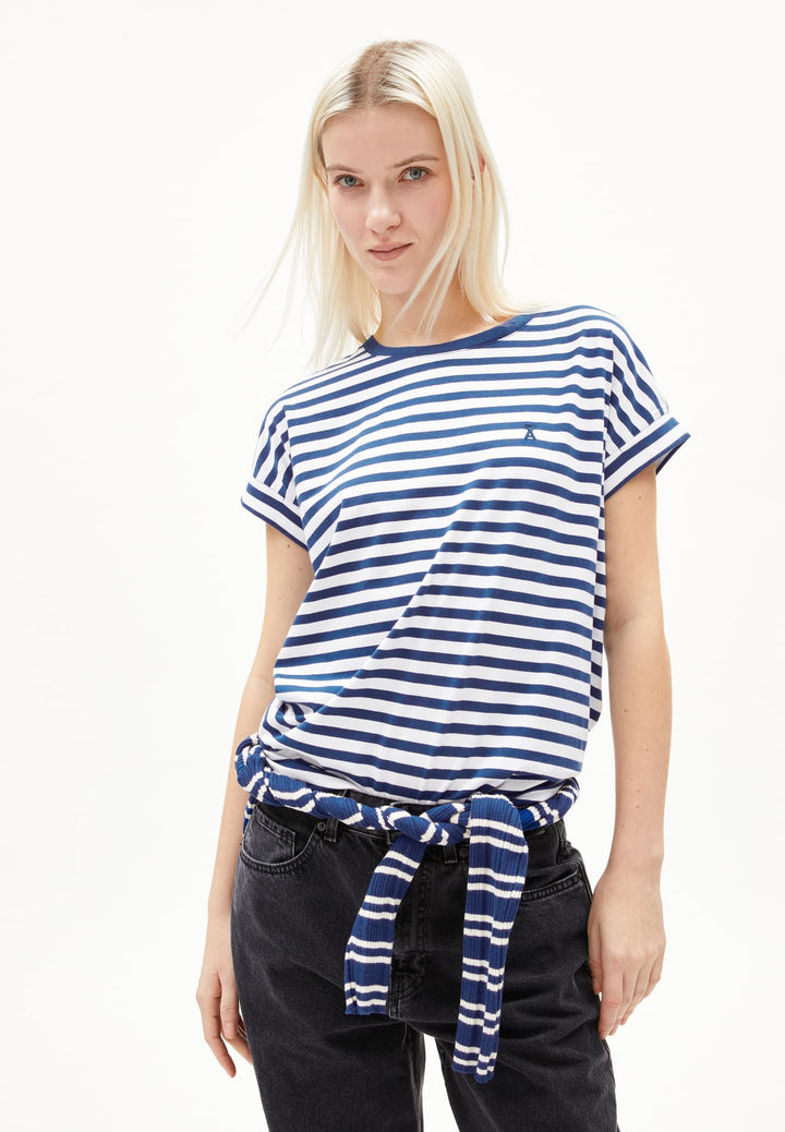 IDAARA STRIPES  - white-lapis blue