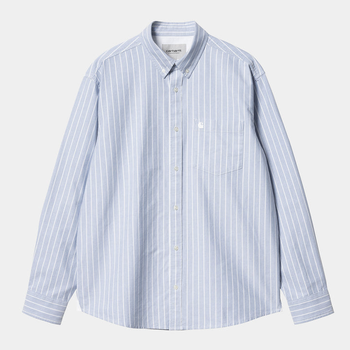 L/S Dowlen Shirt 100 % Cotton Dowlen Stripe, Bleach / White ---