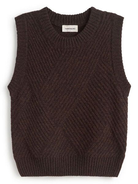 KAIA KNITTED VEST- BROWN