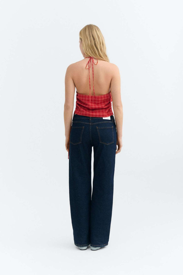 RED CHECKS SEERSUCKER HIBA TOP