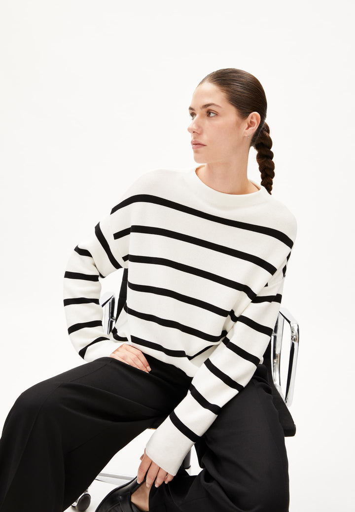 MERINAA STRIPES - light oatmilk-black