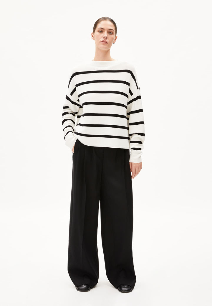 MERINAA STRIPES - light oatmilk-black