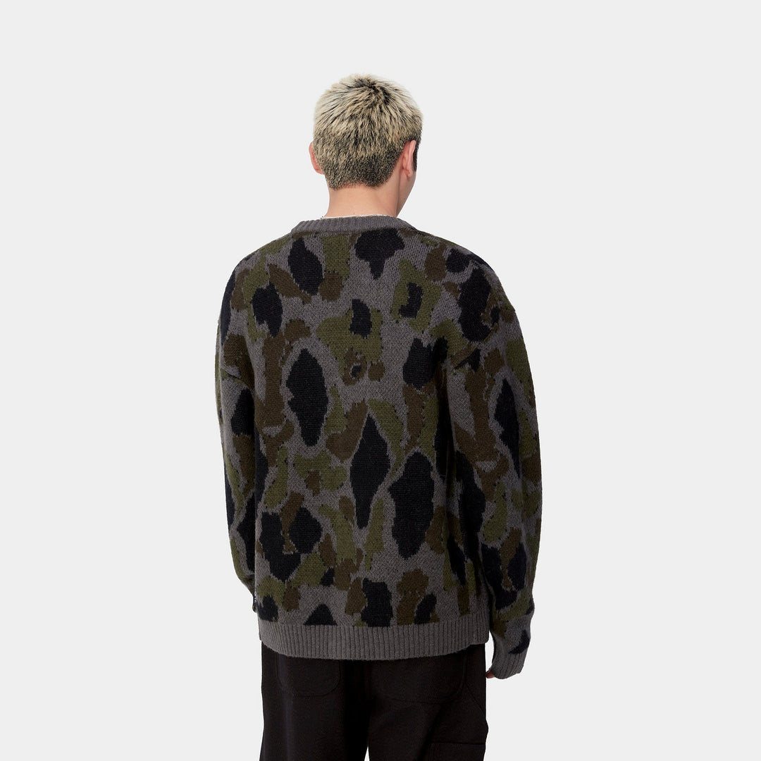 Merton Cardigan Camo Duck Jacquard, Grey