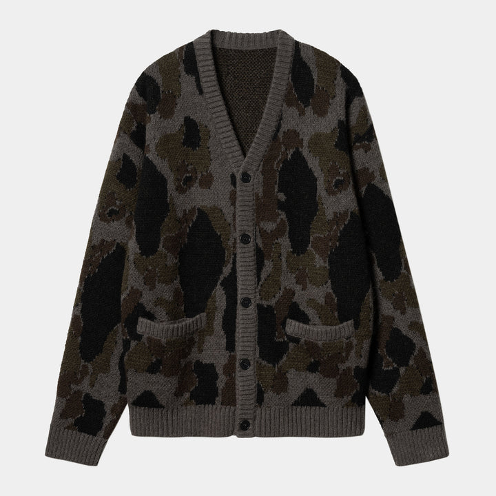 Merton Cardigan Camo Duck Jacquard, Grey