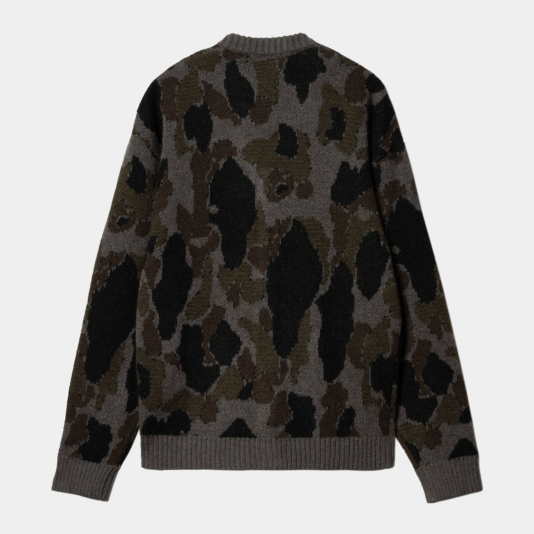 Merton Cardigan Camo Duck Jacquard, Grey