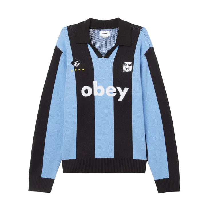 SOCCER JERSEY SWEATER - LIGHT BLUE MULTI