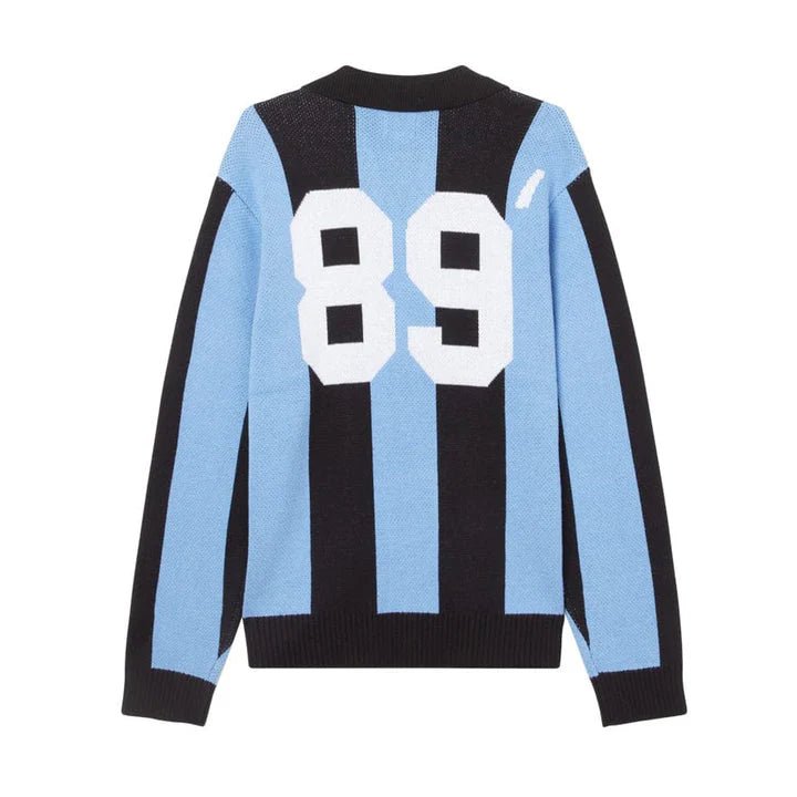 SOCCER JERSEY SWEATER - LIGHT BLUE MULTI