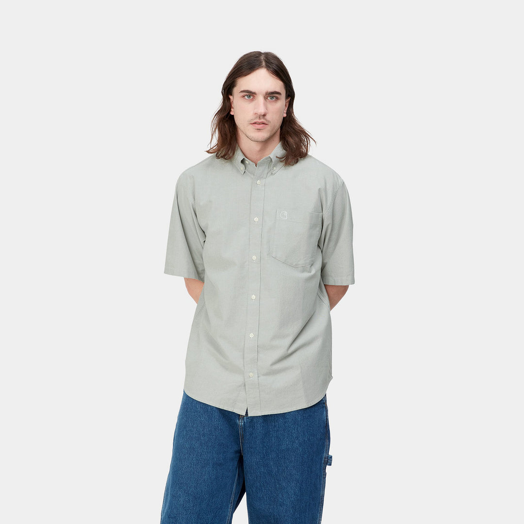 S/S Braxton Shirt - yucca/white